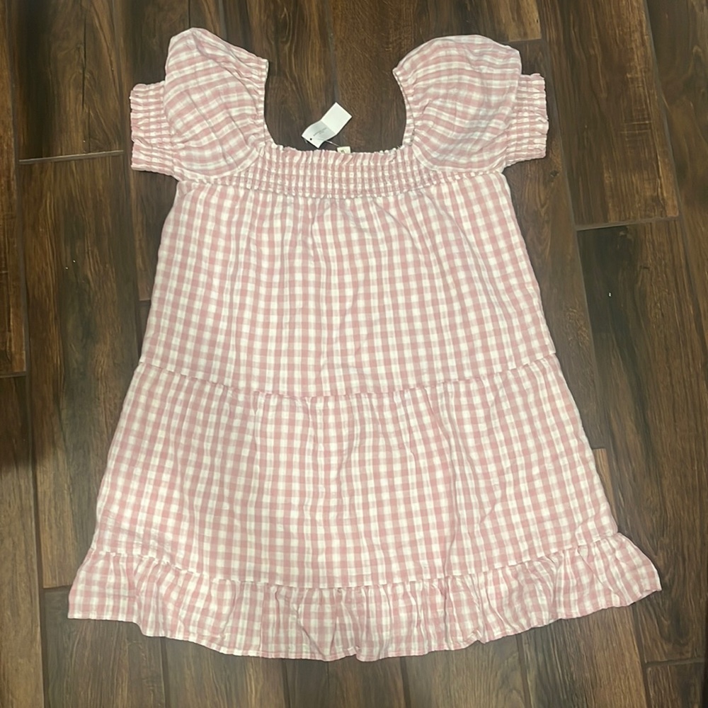 Purple and white off shoulder dress